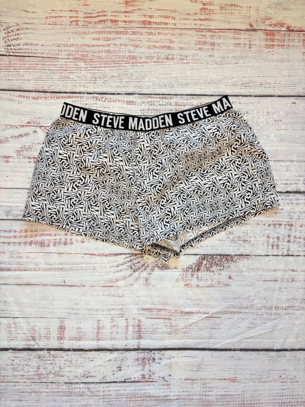 Steve Madden Black & White Logo-Print Women’s Sleep Shorts